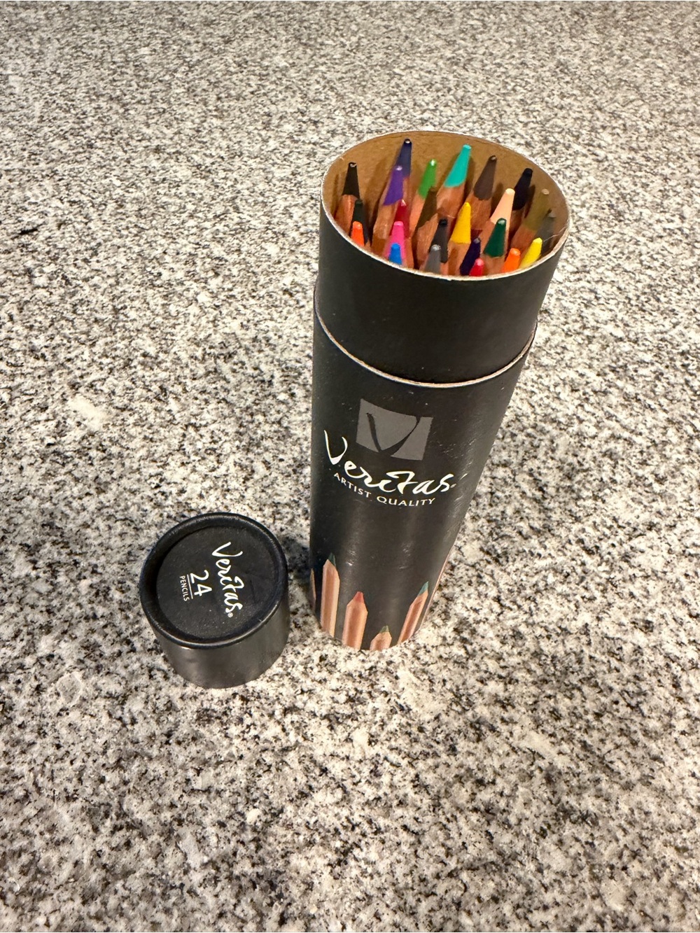Veritas Assorted Colored Pencil Set — Black Tube with Multicolor Tips